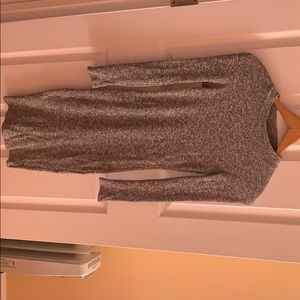 a grey sweater midi dress.